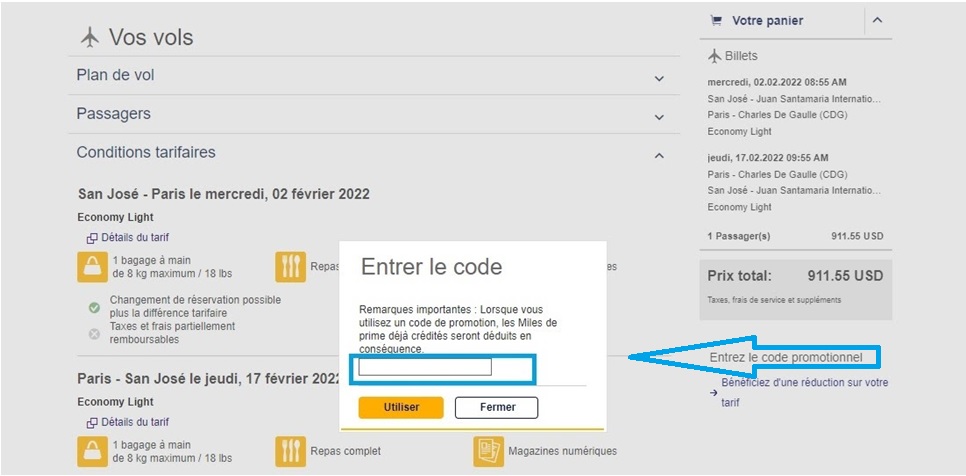 Où mettre mon code promo Lufthansa ?