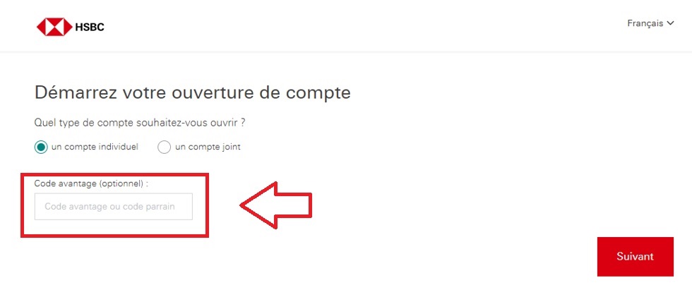 Où mettre mon code promo HSBC valide ?