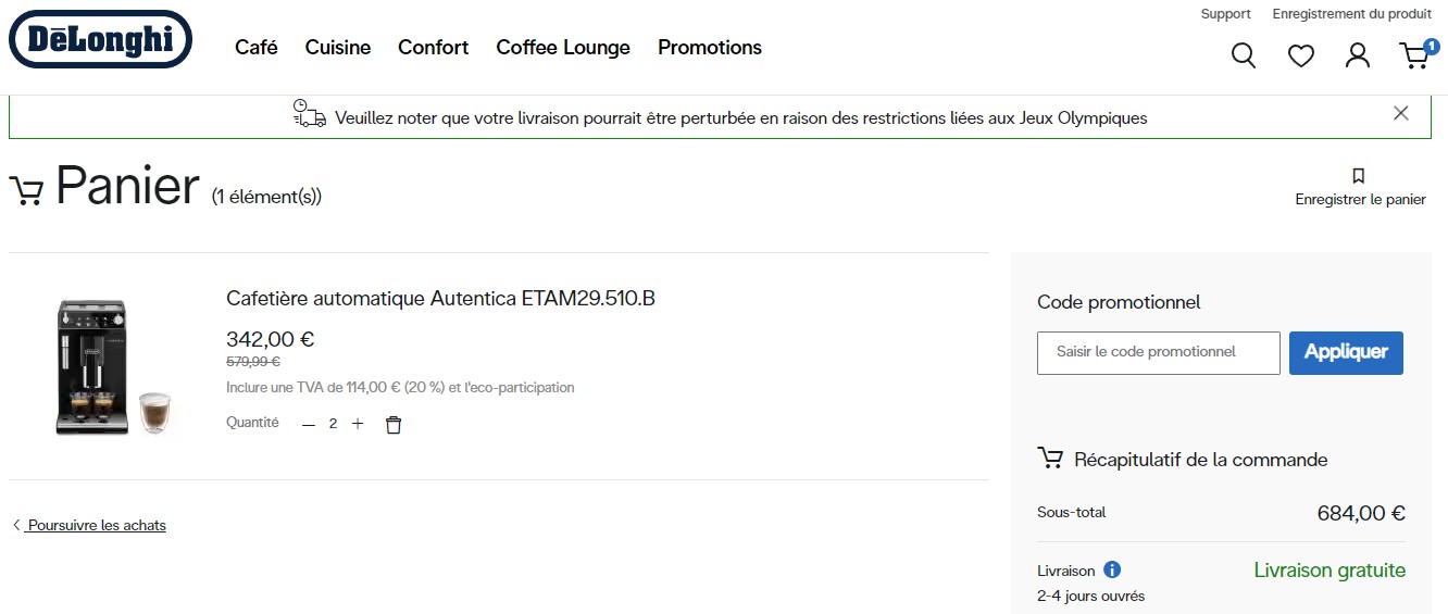 Code promo Delonghi