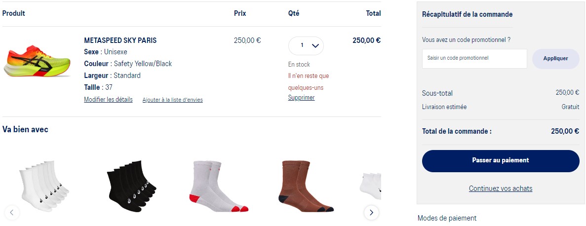 Code Promo ASICS 2 5 en CashBack Livraison Gratuite