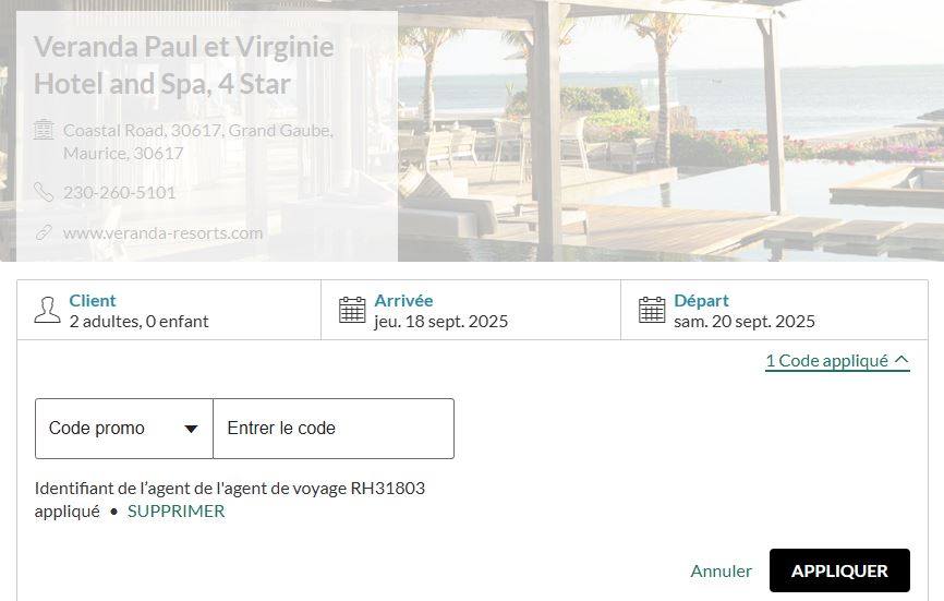 Code promo Veranda Resorts