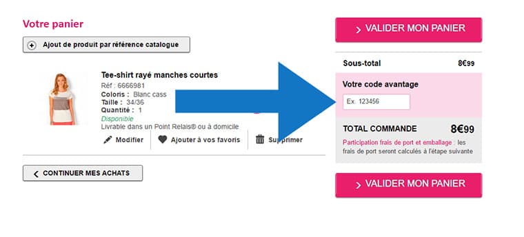 Où mettre un code promo Blancheporte?