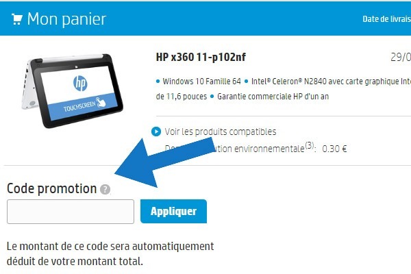 Où mettre un code promo HP ?