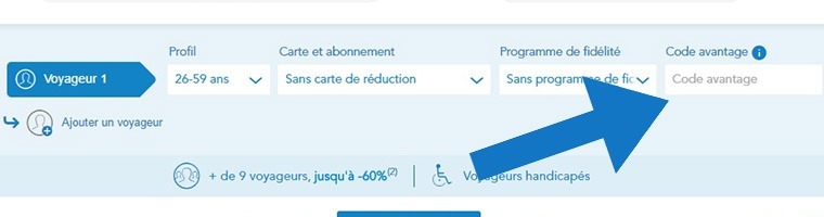 Où mettre un code promo Voyages SNCF ?