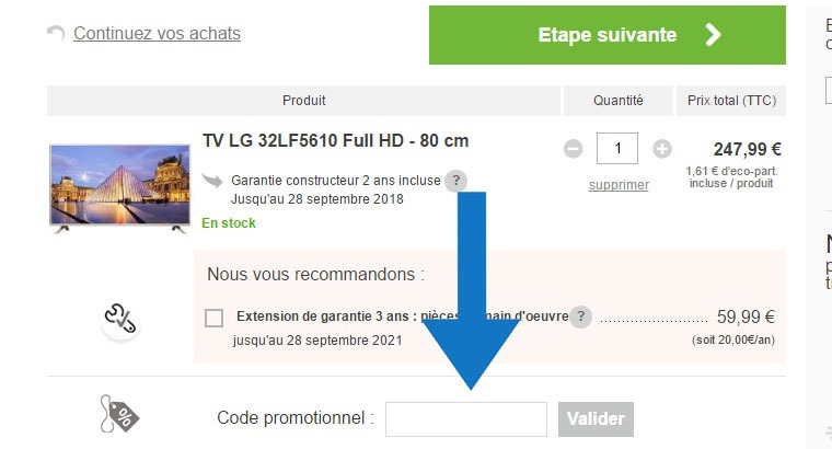 Où mettre un code promo Webdistrib ?
